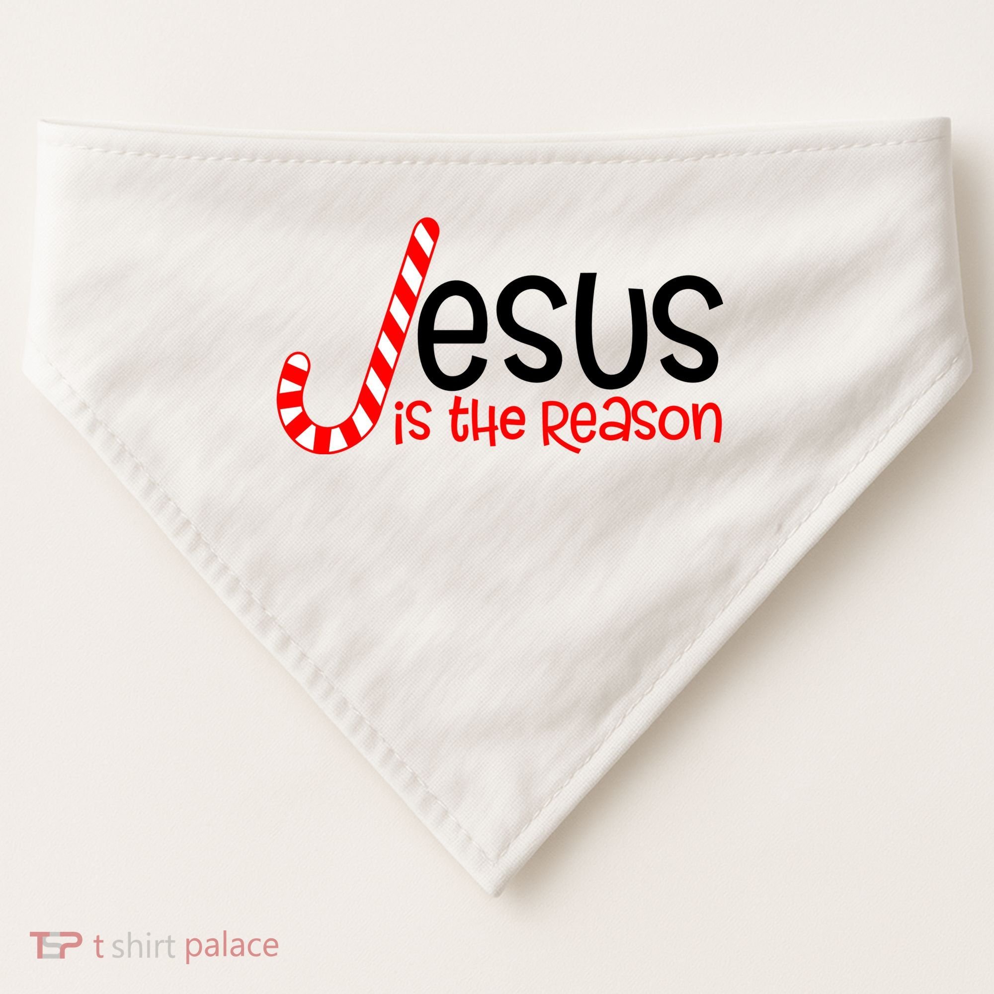 Jesus Is The Reason Candy Cane Christmas USA-Made Doggie Bandana