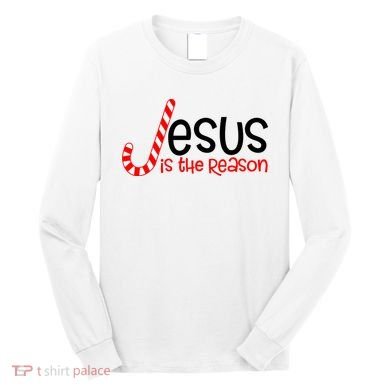 Jesus Is The Reason Candy Cane Christmas Long Sleeve Shirt