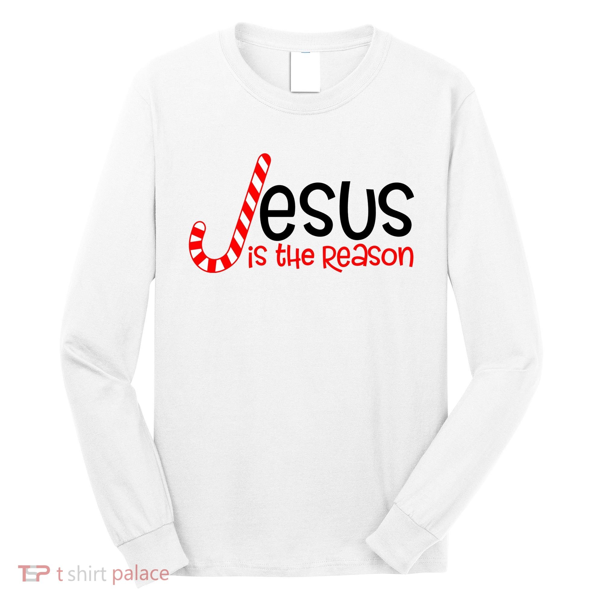 Jesus Is The Reason Candy Cane Christmas Long Sleeve Shirt