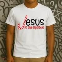 Jesus Is The Reason Candy Cane Christmas T-Shirt thumb 3