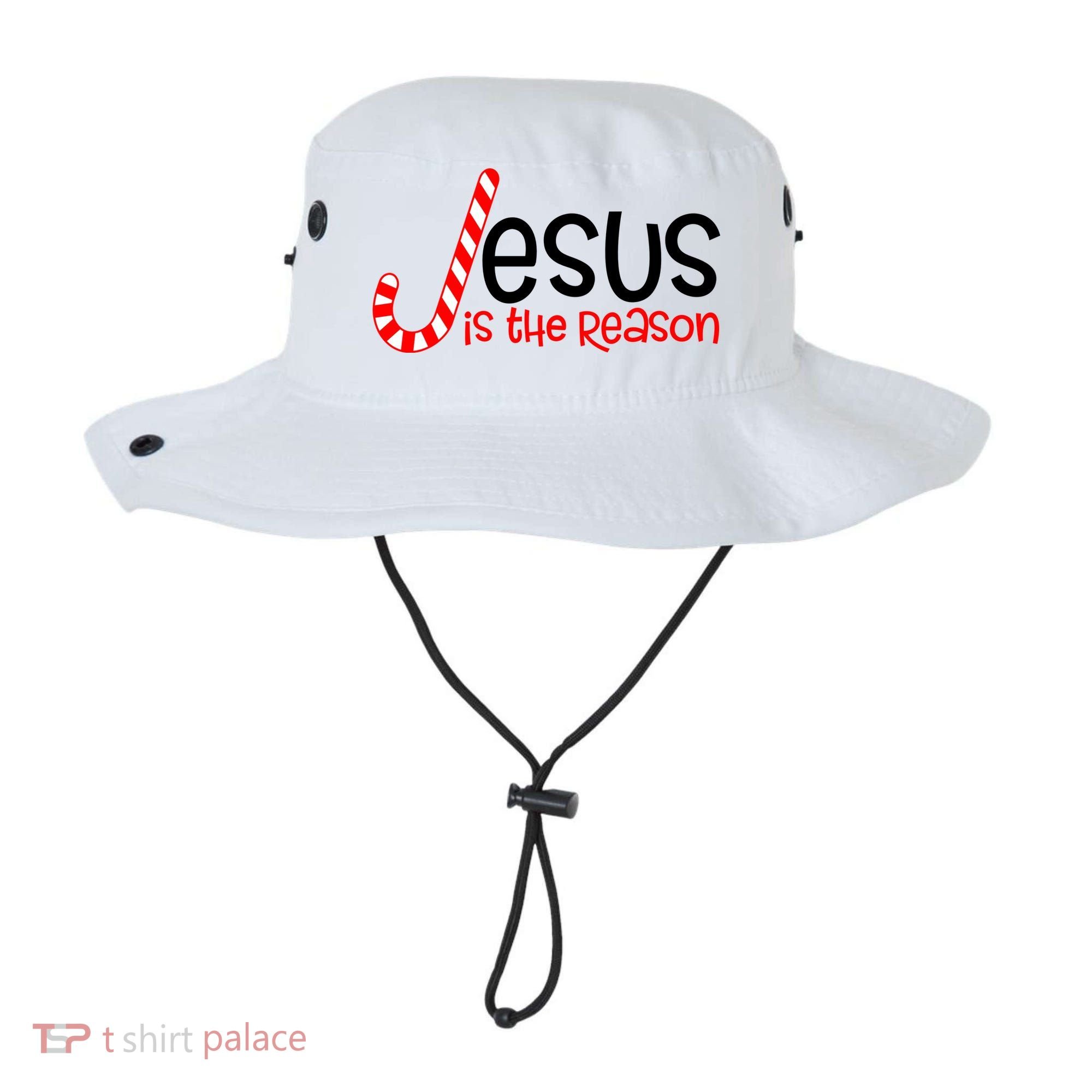 Jesus Is The Reason Candy Cane Christmas Bucket Hat