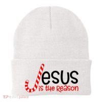 Jesus Is The Reason Candy Cane Christmas Beanie thumb 0