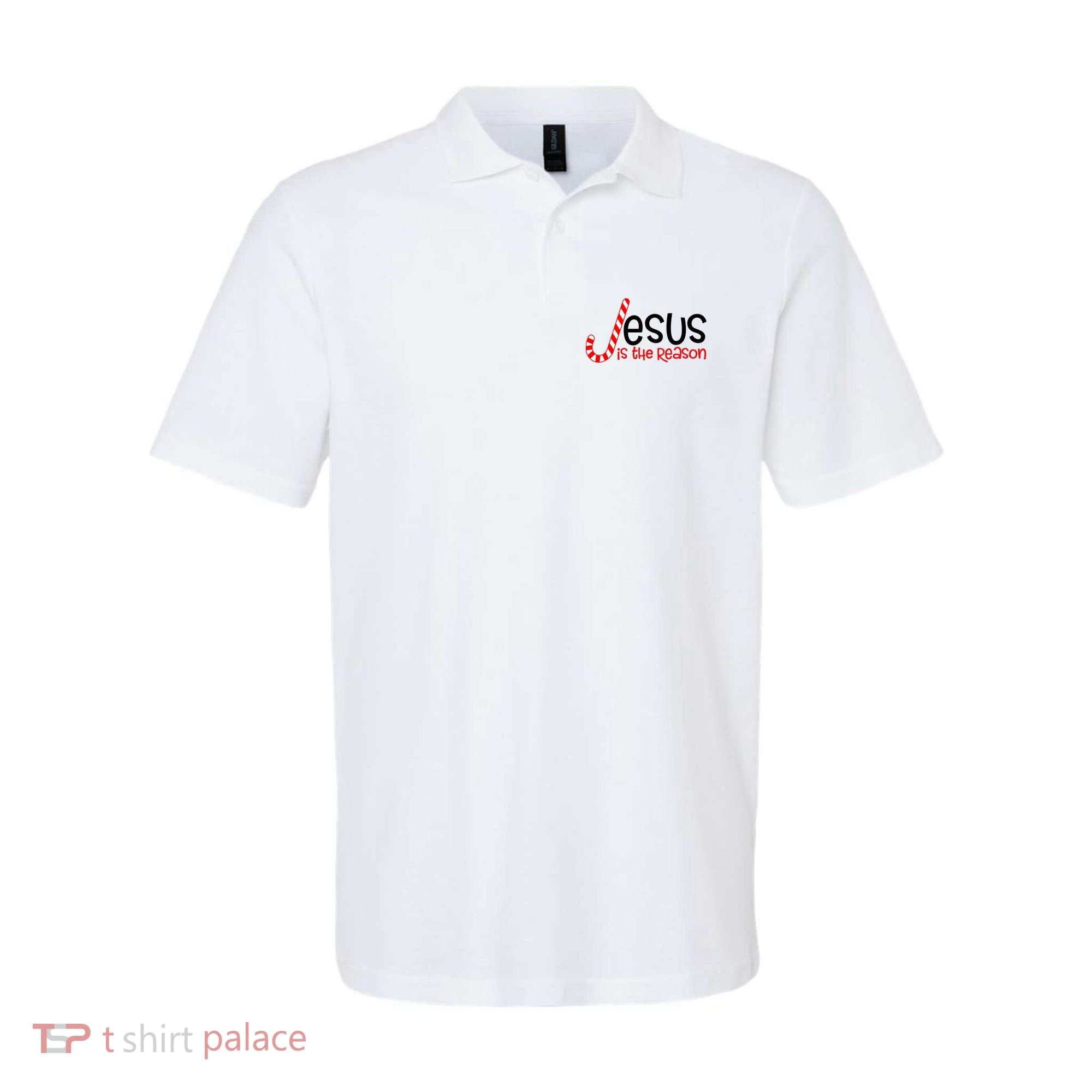 Jesus Is The Reason Candy Cane Christmas Polo