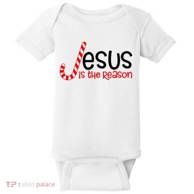 Jesus Is The Reason Candy Cane Christmas Baby Bodysuit