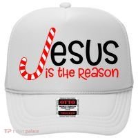 Jesus Is The Reason Candy Cane Christmas Hat thumb 0