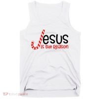 Jesus Is The Reason Candy Cane Christmas Tank Top thumb 0