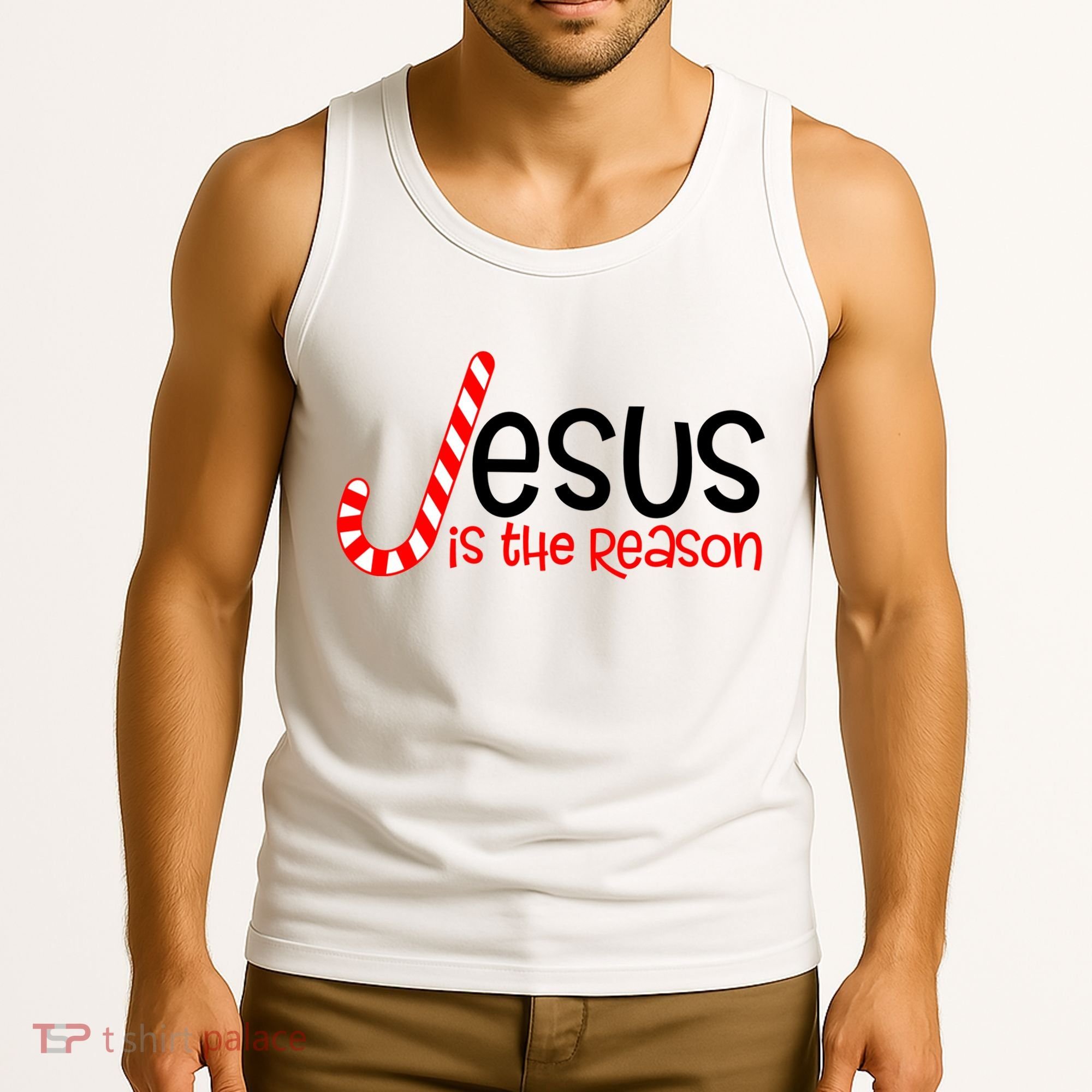 Jesus Is The Reason Candy Cane Christmas Tank Top