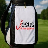 Jesus Is The Reason Candy Cane Christmas Golf Towel thumb 2