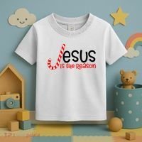 Jesus Is The Reason Candy Cane Christmas Toddler T-Shirt thumb 3