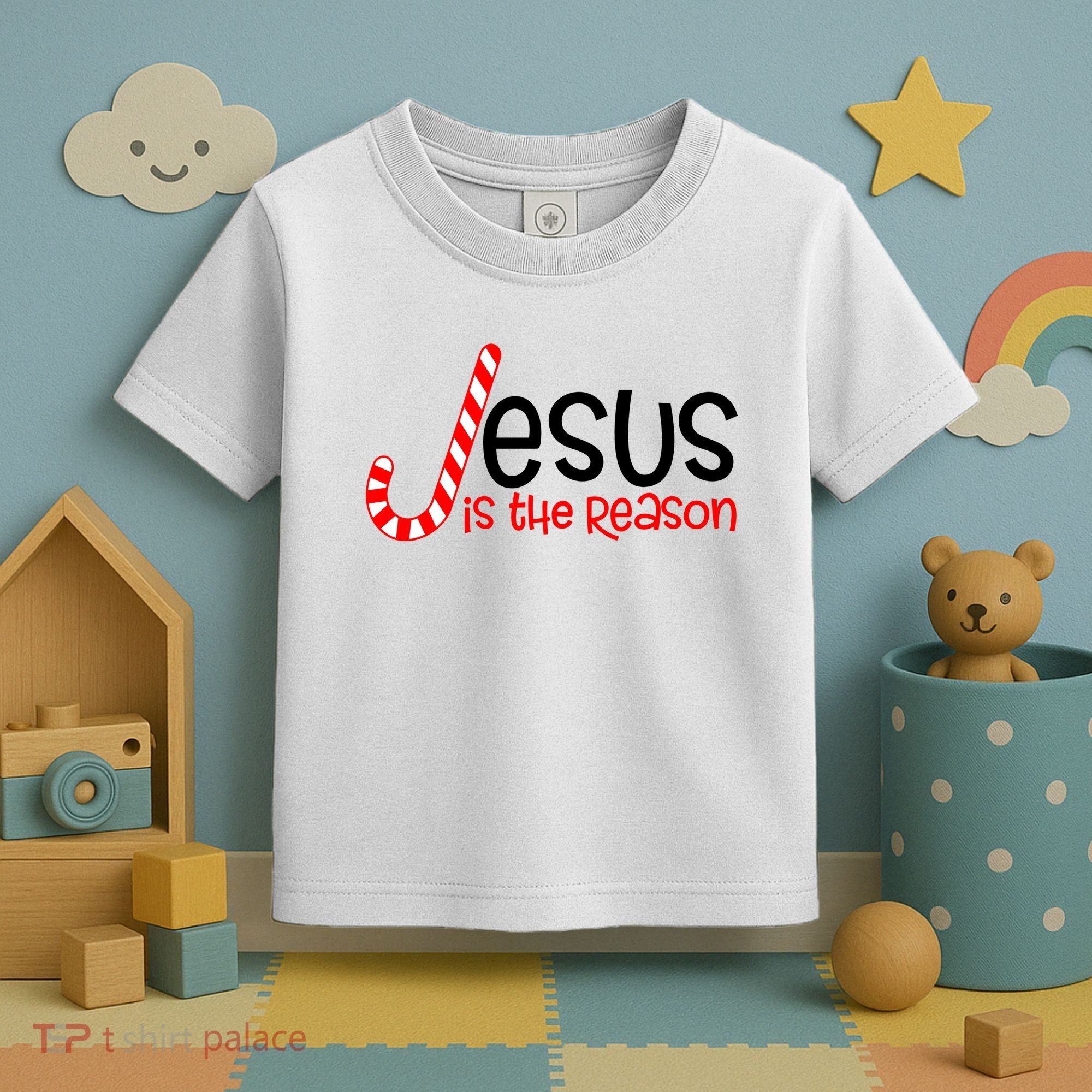 Jesus Is The Reason Candy Cane Christmas Toddler T-Shirt