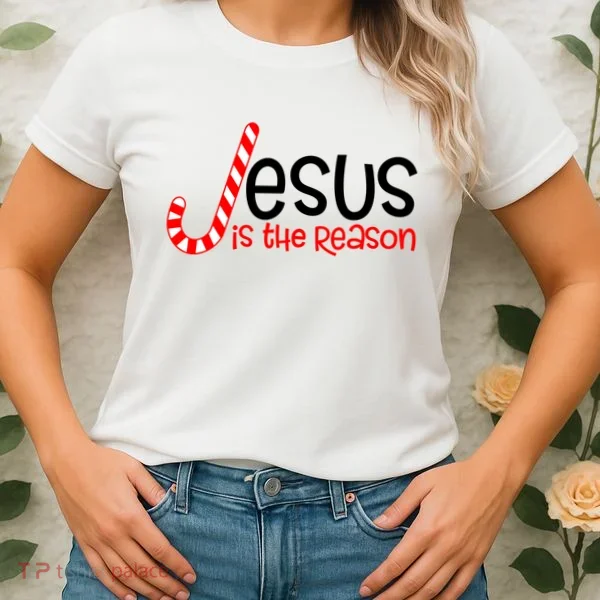 Jesus Is The Reason Candy Cane Christmas Women's T-Shirt
