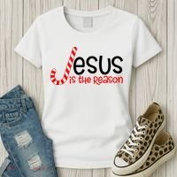 Jesus Is The Reason Candy Cane Christmas Women's T-Shirt thumb 3