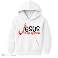 Jesus Is The Reason Candy Cane Christmas Kids Hoodie thumb 0