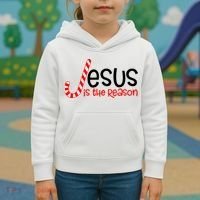 Jesus Is The Reason Candy Cane Christmas Kids Hoodie thumb 3