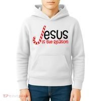 Jesus Is The Reason Candy Cane Christmas Kids Hoodie thumb 4
