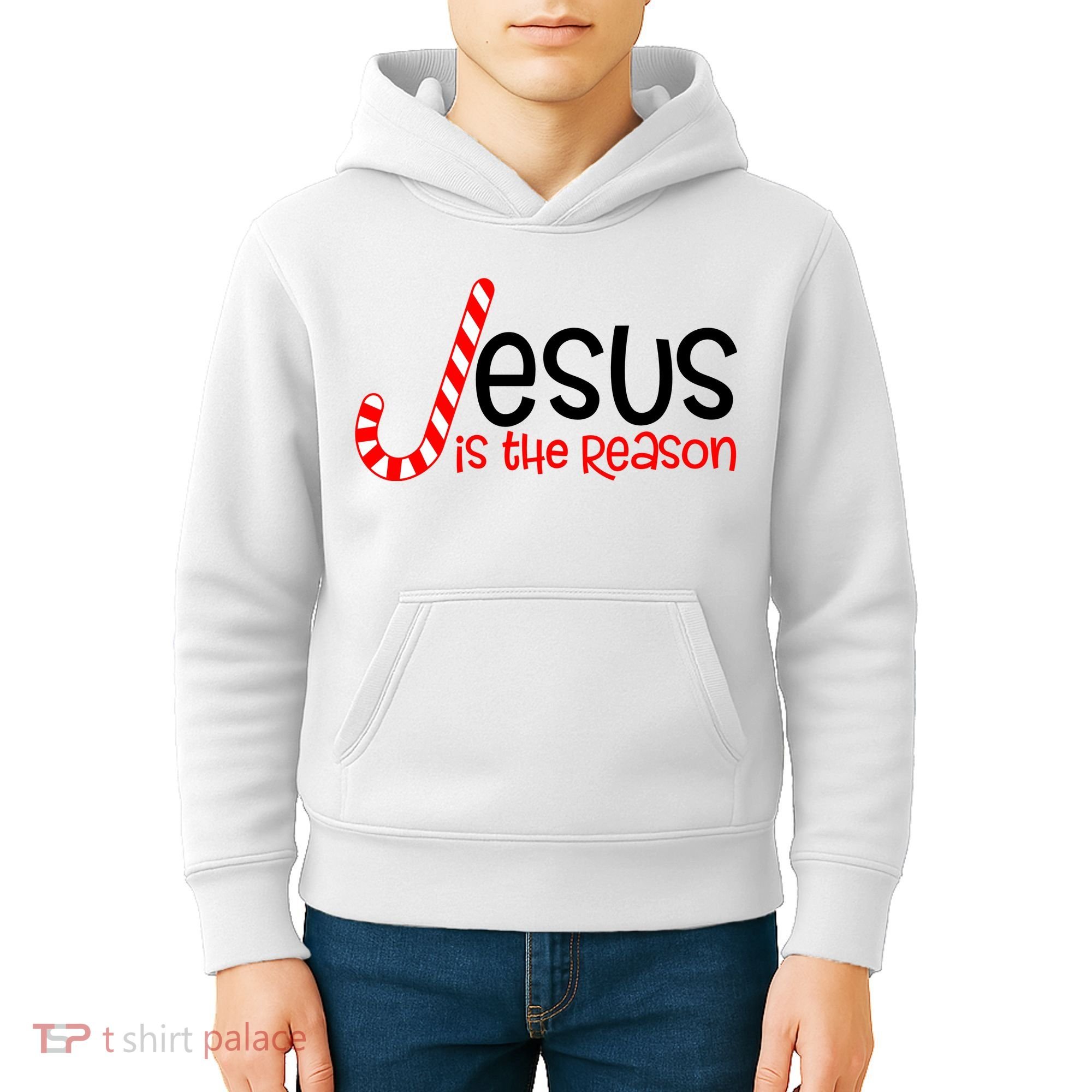 Jesus Is The Reason Candy Cane Christmas Kids Hoodie