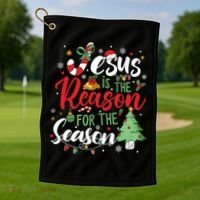 Jesus Is The Reason For The Season Christmas Golf Towel thumb 1