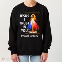 Jesus I Trust In You Divine Mercy Catholic Christian Women's Sweatshirt thumb 0