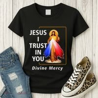 Jesus I Trust In You Divine Mercy Catholic Christian Women's T-Shirt thumb 3