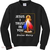 Jesus I Trust In You Divine Mercy Catholic Christian Kids Sweatshirt thumb 0