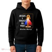 Jesus I Trust In You Divine Mercy Catholic Christian Kids Hoodie thumb 4