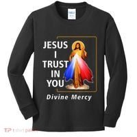 Jesus I Trust In You Divine Mercy Catholic Christian Kids Long Sleeve Shirt thumb 0
