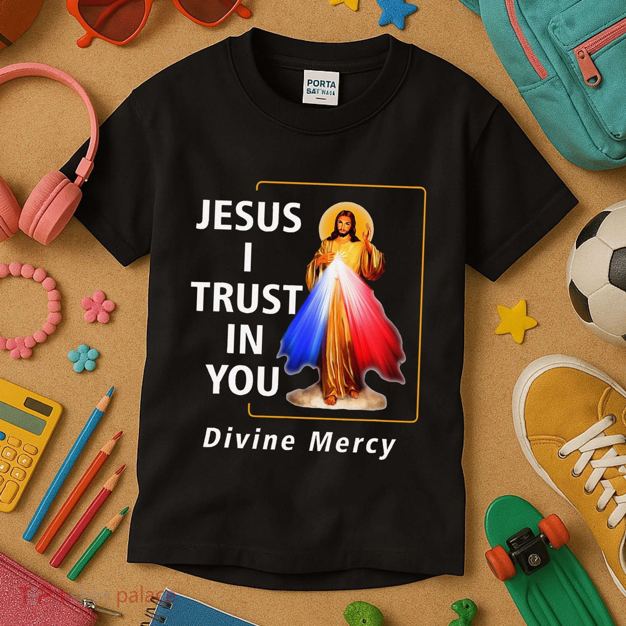 Jesus I Trust In You Divine Mercy Catholic Christian Kids T-Shirt