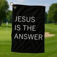 Jesus Is The Answer Golf Towel thumb 1