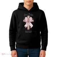 Jesus Is The Light Walk By Faith Not By Sight Coquette Kids Hoodie thumb 4