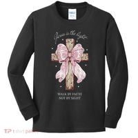 Jesus Is The Light Walk By Faith Not By Sight Coquette Kids Long Sleeve Shirt thumb 0