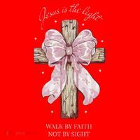 Jesus Is The Light Walk By Faith Not By Sight Coquette Santa Hat thumb 1