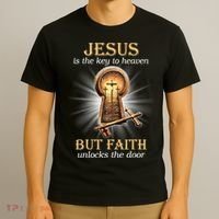 Jesus Is The Key To Heaven But Faith Unlocks Door Christian T-Shirt thumb 3