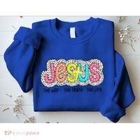 Jesus Is The Way The Truth The Life Christian Dalmatian Dots Gift Sweatshirt thumb 2