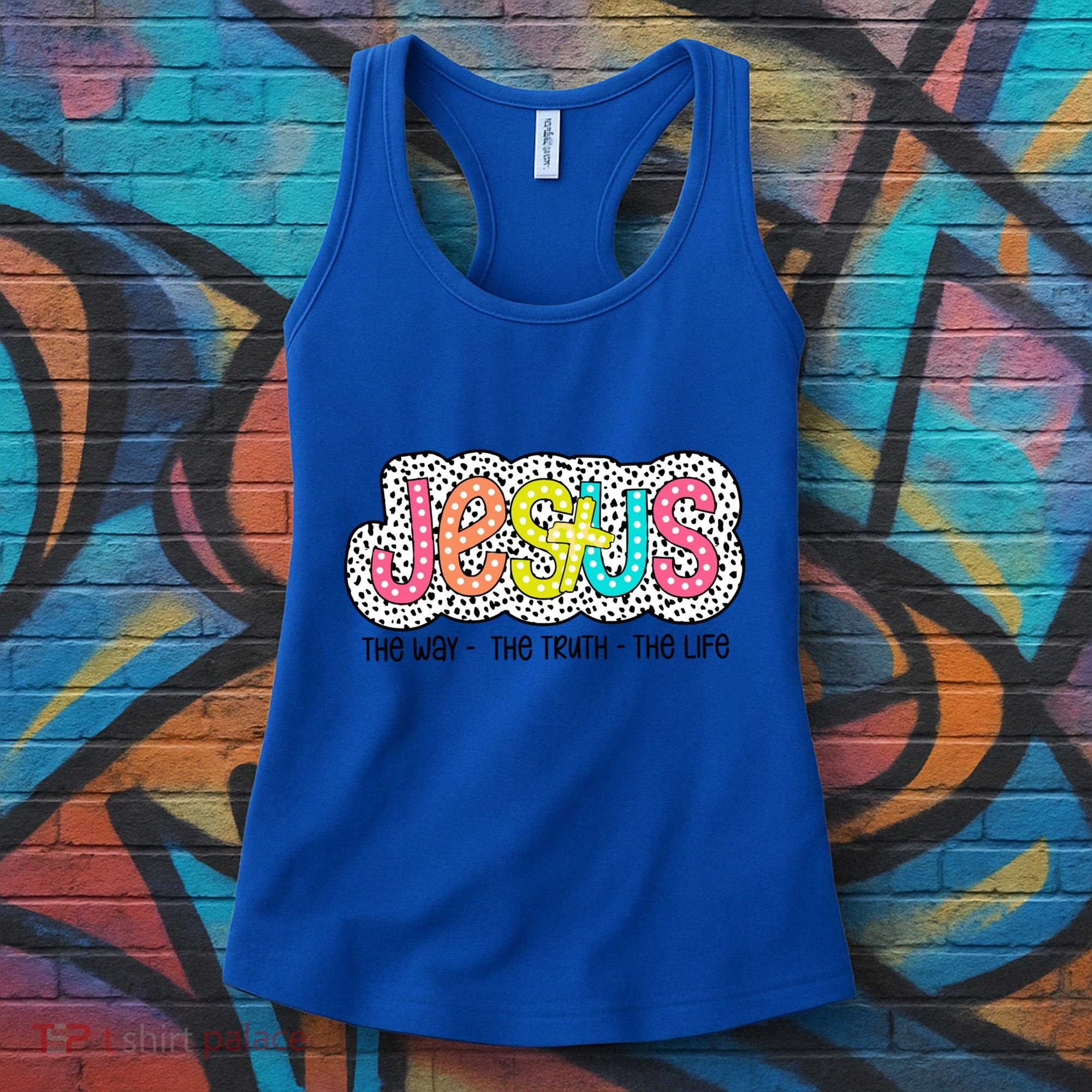 Jesus Is The Way The Truth The Life Christian Dalmatian Dots Gift Women's Tank Top