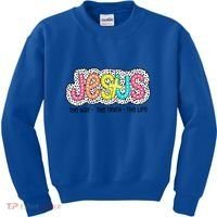 Jesus Is The Way The Truth The Life Christian Dalmatian Dots Gift Kids Sweatshirt thumb 0
