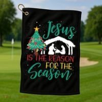 Jesus Is The Reason For The Season Christian Believer Gift Golf Towel thumb 1