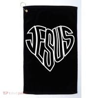JESUS In The Shape Of A Heart Golf Towel thumb 0