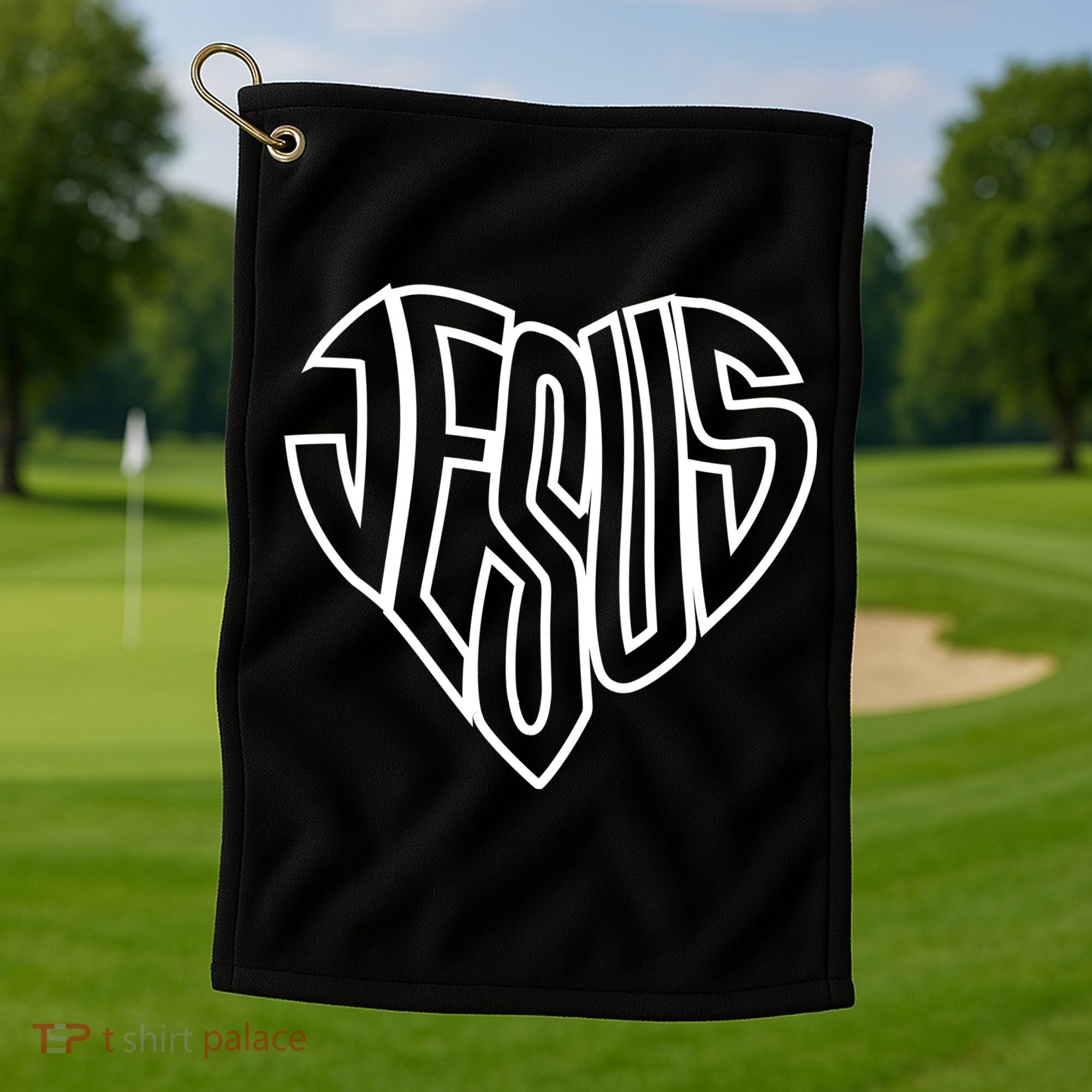 JESUS In The Shape Of A Heart Golf Towel