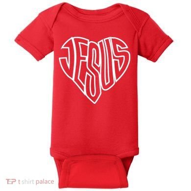 JESUS In The Shape Of A Heart Baby Bodysuit