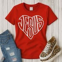 JESUS In The Shape Of A Heart Women's T-Shirt thumb 3