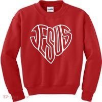 JESUS In The Shape Of A Heart Kids Sweatshirt thumb 0
