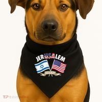 Jerusalem Israel Usa American Flag USA-Made Doggie Bandana thumb 1
