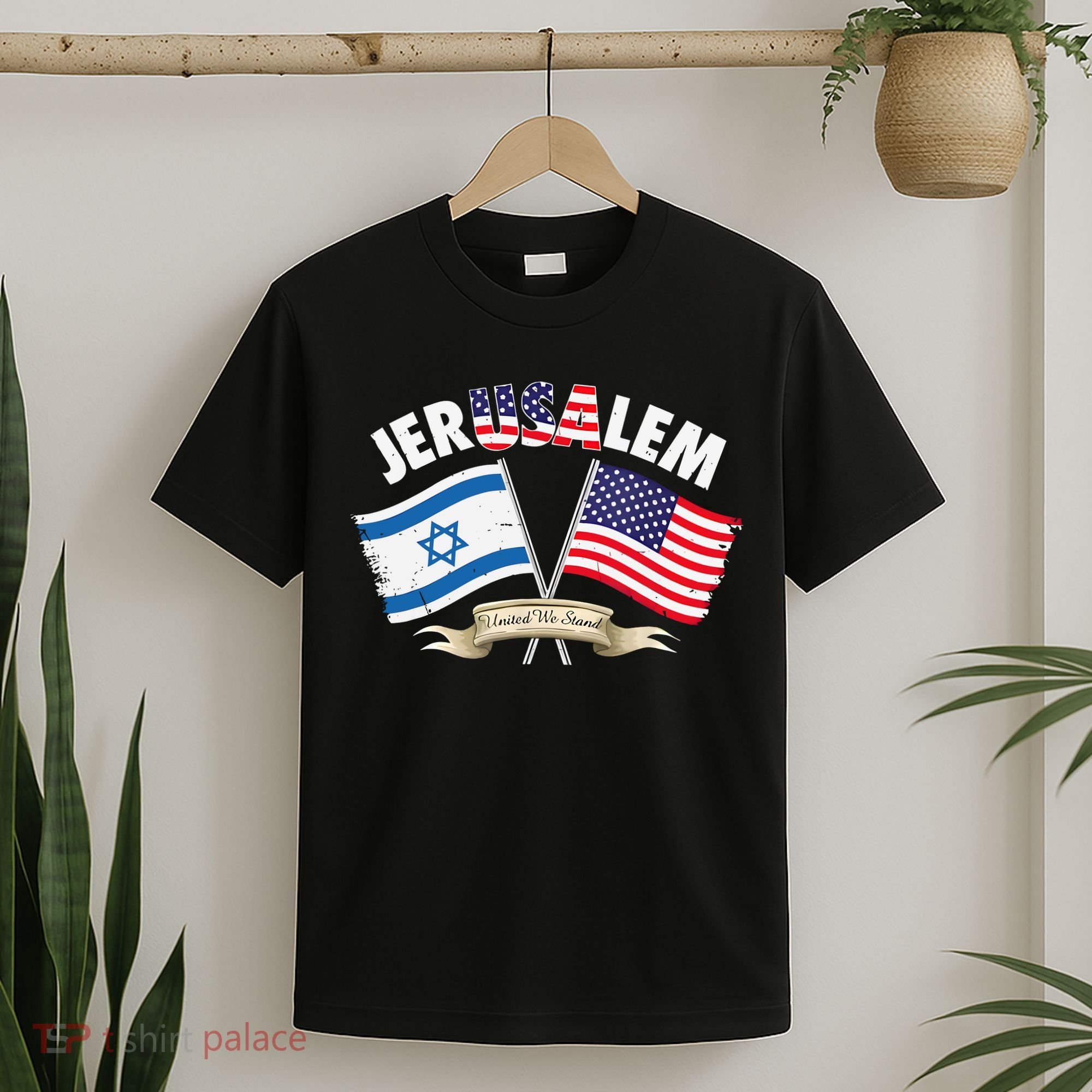 Jerusalem Israel Usa American Flag T-Shirt
