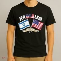 Jerusalem Israel Usa American Flag T-Shirt thumb 3