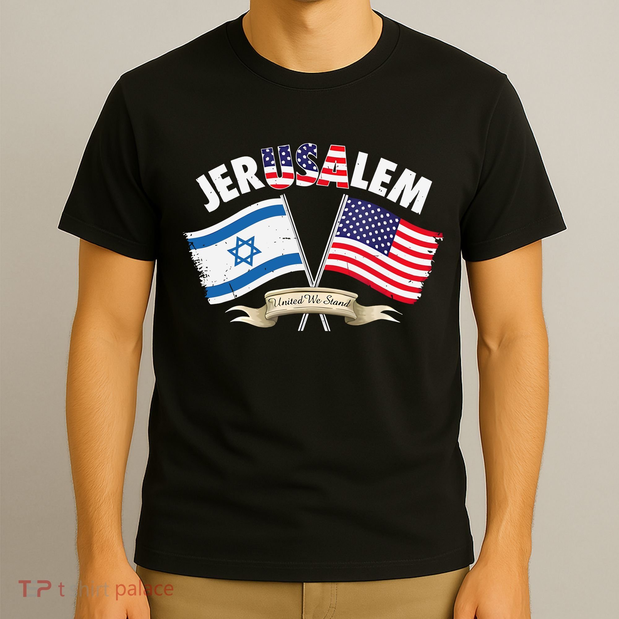 Jerusalem Israel Usa American Flag T-Shirt