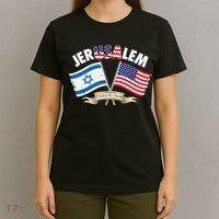 Jerusalem Israel Usa American Flag T-Shirt thumb 4