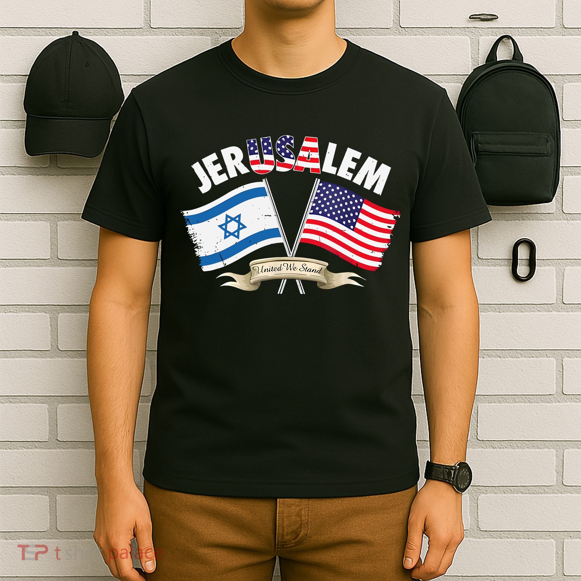 Jerusalem Israel Usa American Flag T-Shirt