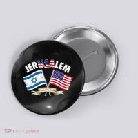 Jerusalem Israel Usa American Flag Button thumb 0