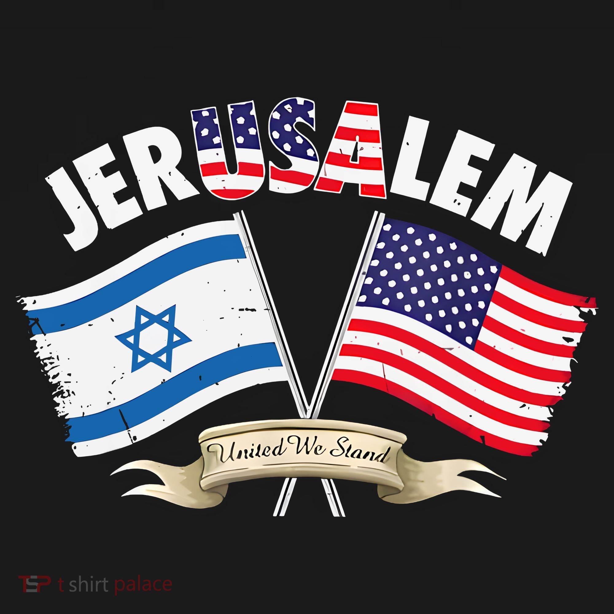 Jerusalem Israel Usa American Flag Button