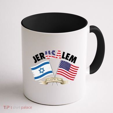 Jerusalem Israel Usa American Flag Coffee Mug back